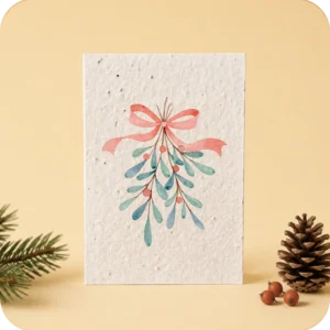 Plantable Greeting Card Mistletoe Bow