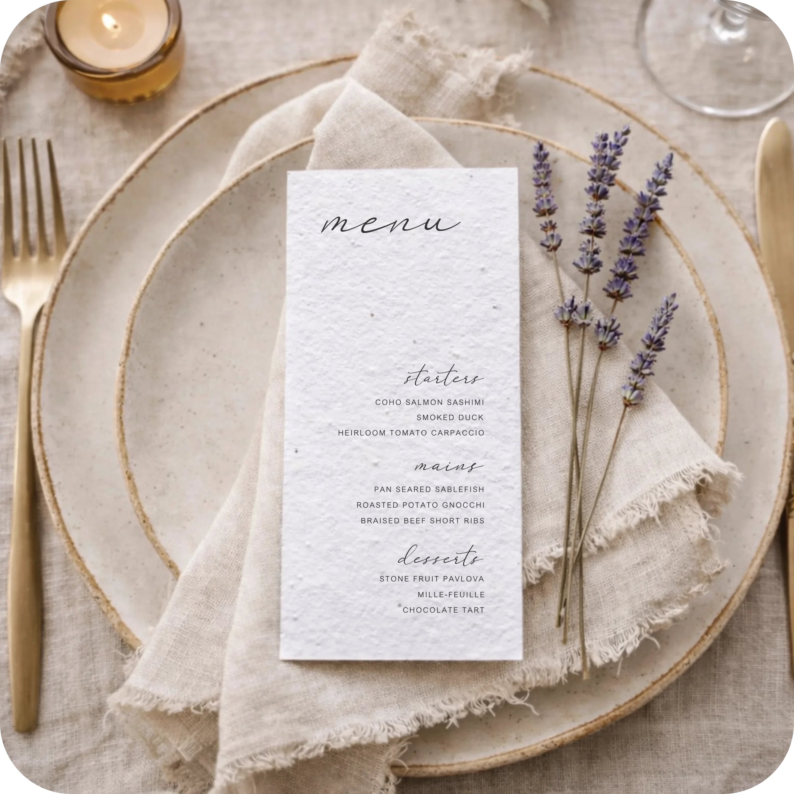 Seed Paper Wedding Menu Card – Diana - Image 2